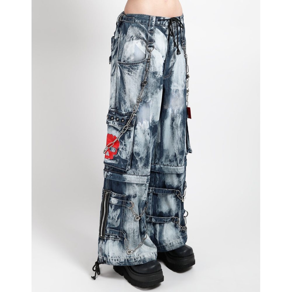 Tripp NYC - Skull Indigo Denim Storm Wash Weite Hose - Schwarz